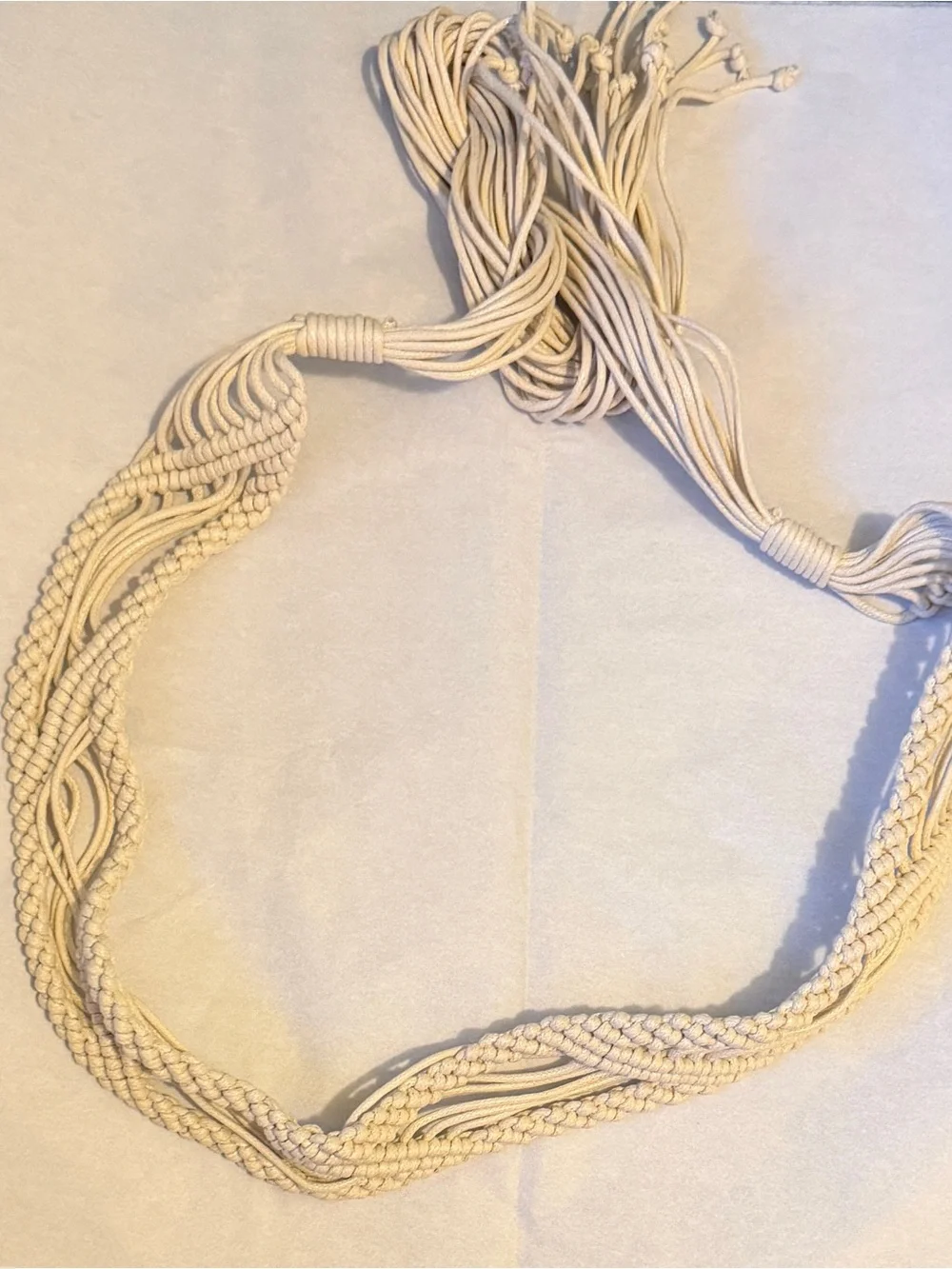 NEW Elan Crochet Belt in Beige / 36 inches